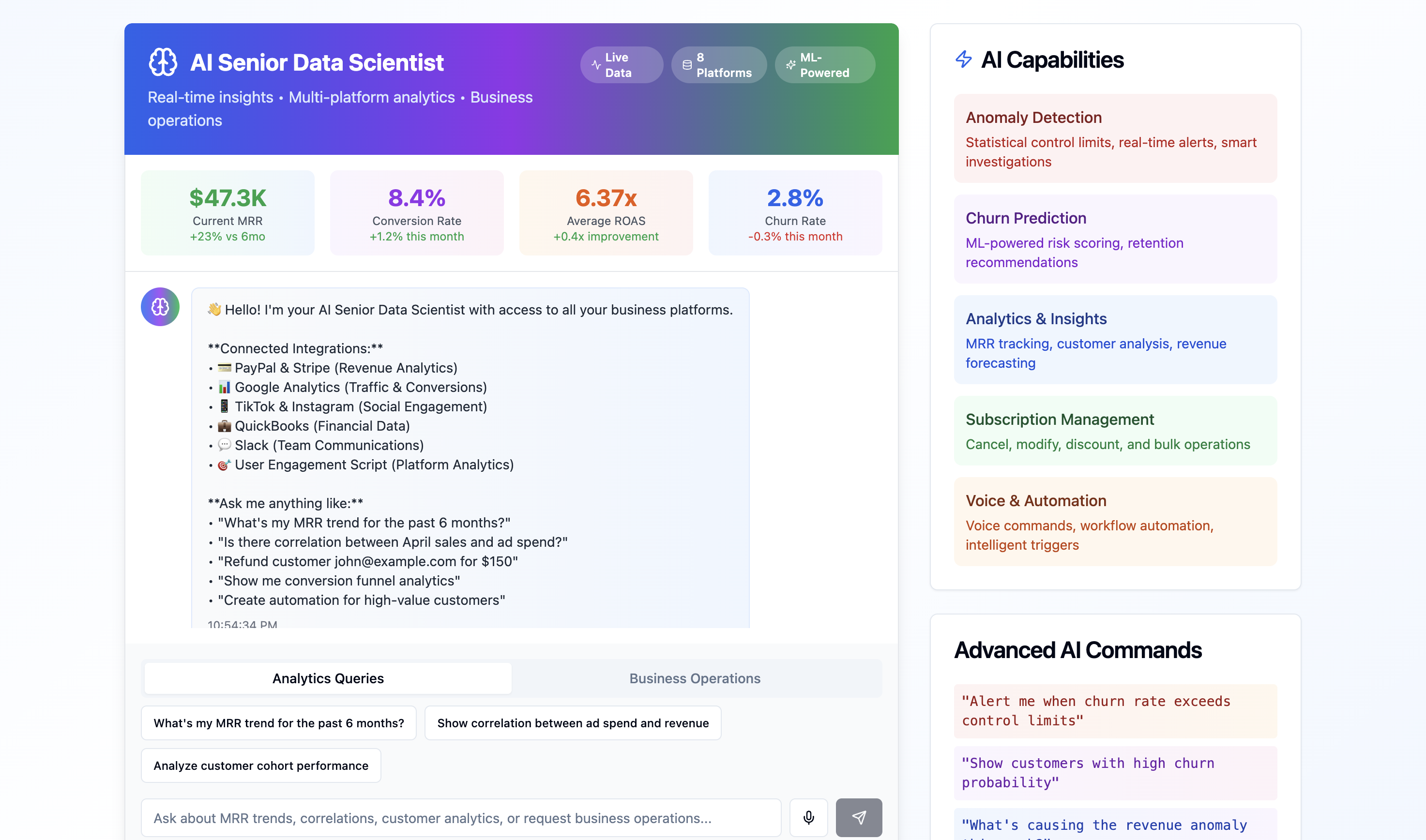 AI for Stripe. GrowthOptix AI agent.