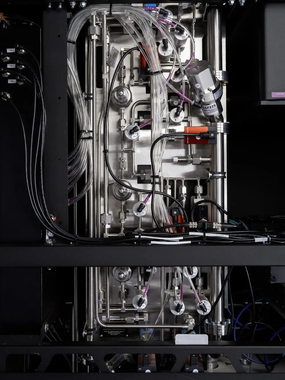 The precision-made mechanisms inside a Maybell dilution refrigerator