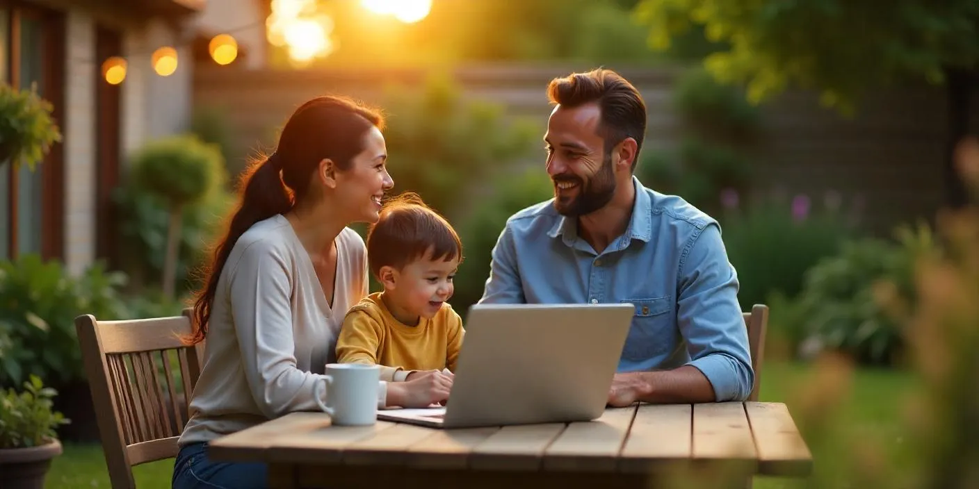 A beautiful family togather happy about their financial future