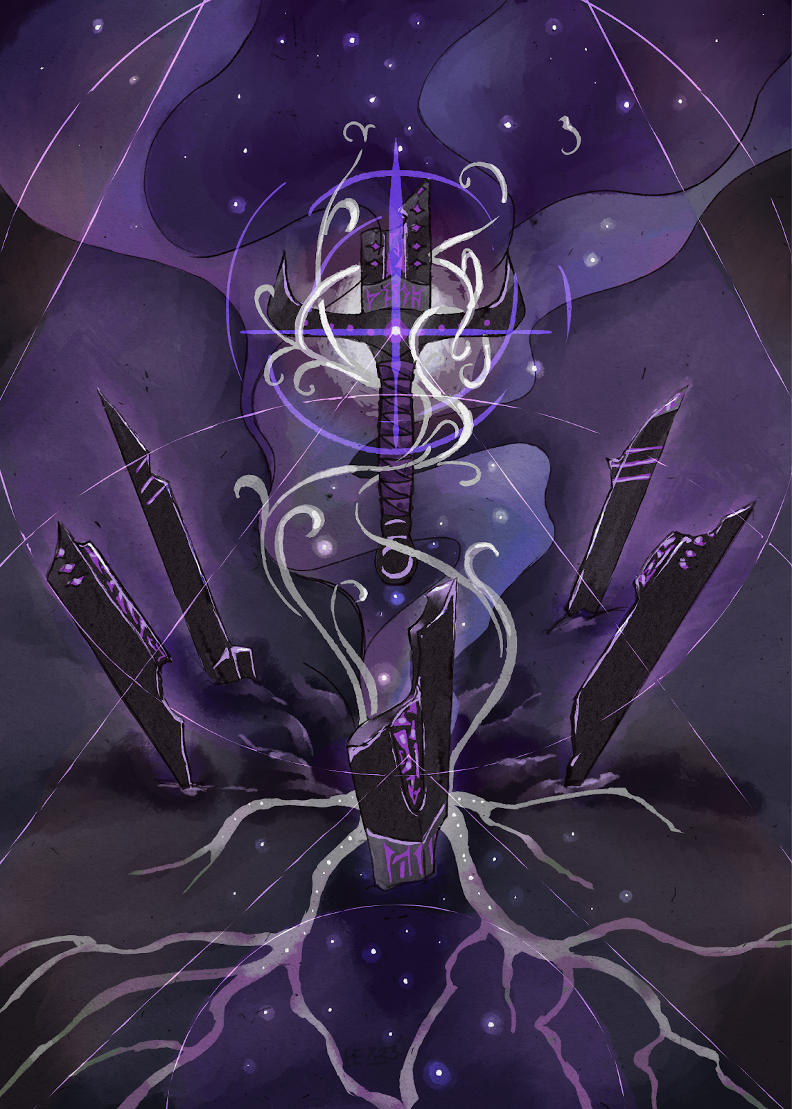 A picture of Darklight split into 7 pieces