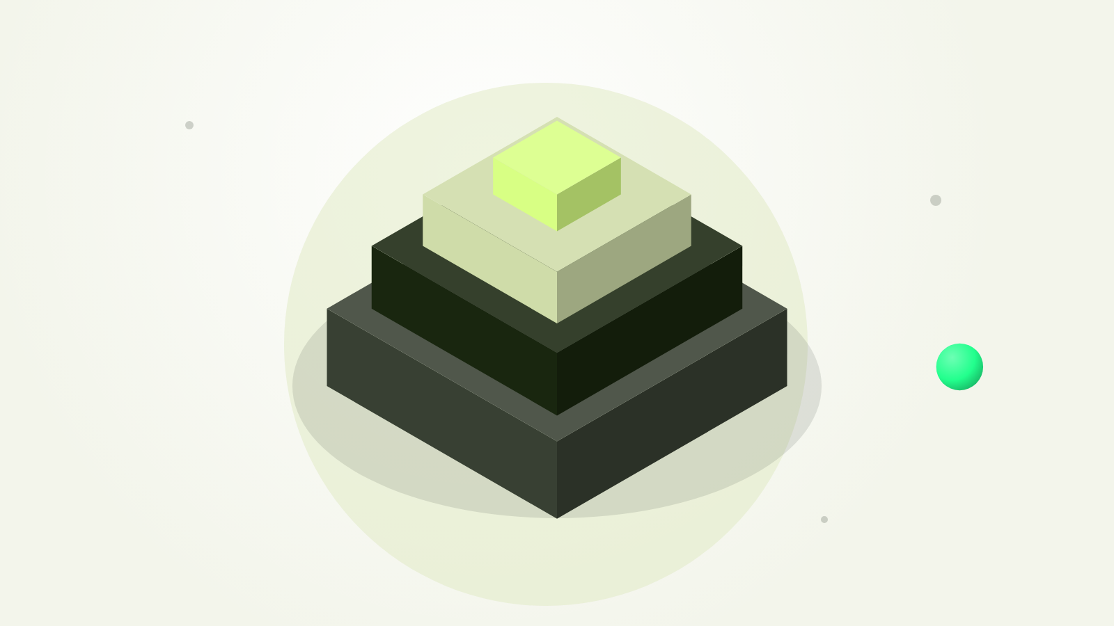 Abstract isometric illustration: a small visible block riding a much larger hidden mass