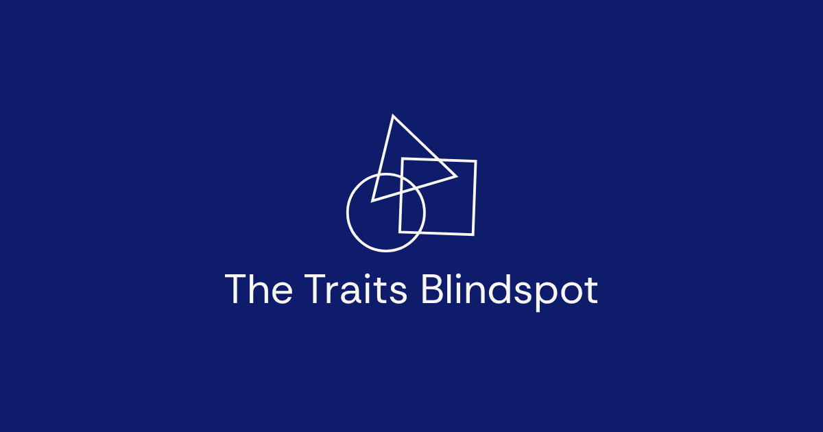 Blindspotting graphic for the Traits Blindspot: overlapping geometric shapes representing patterns beneath leadership behavior.