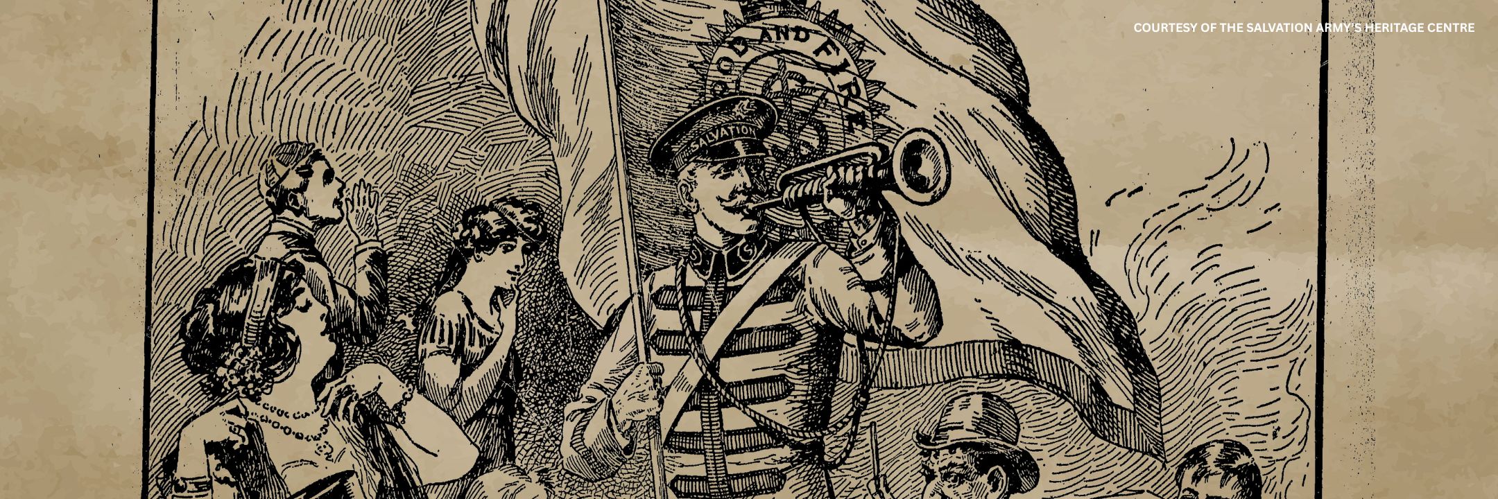 Blood & Fire Salvationist with trumpet drawing