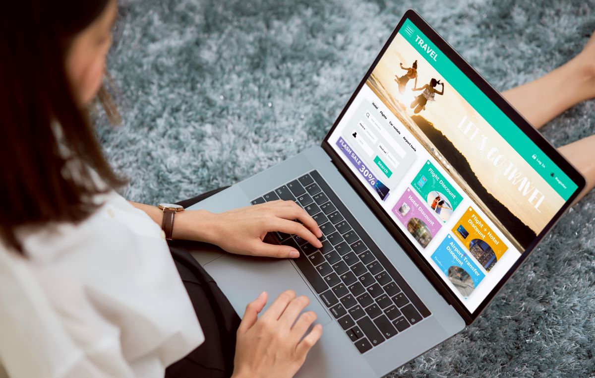 A woman using a laptop