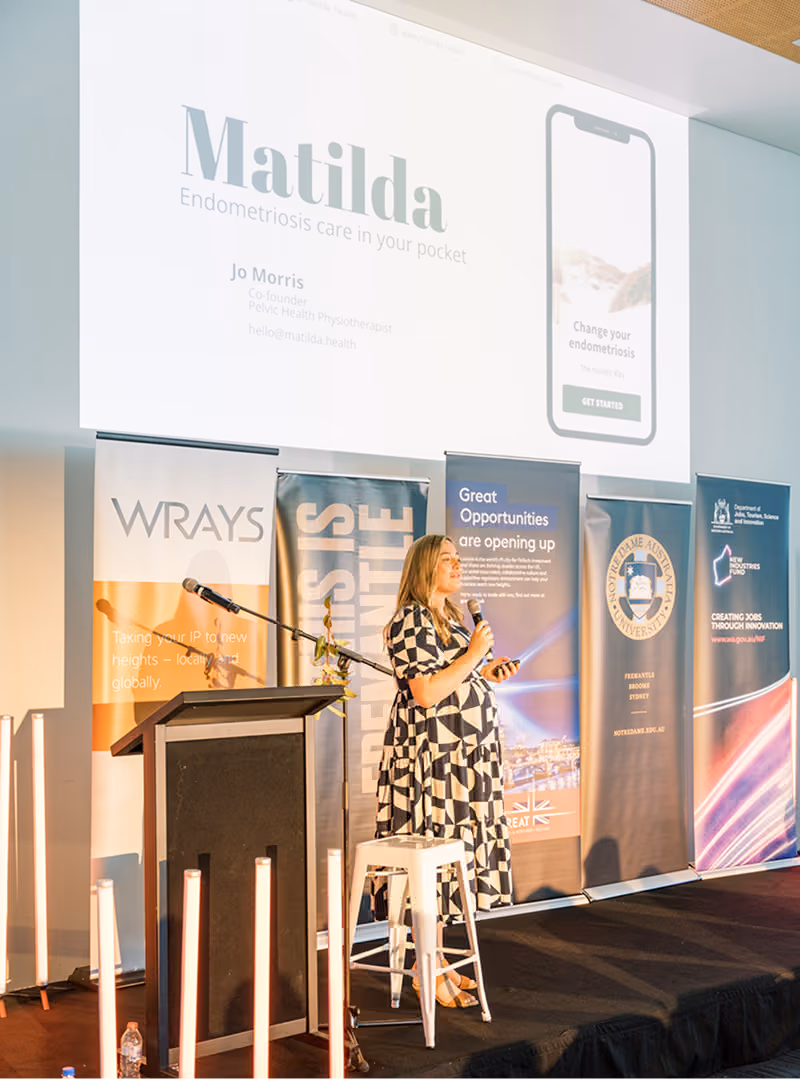 Mathilda founder presenting at Freo Startup Fest