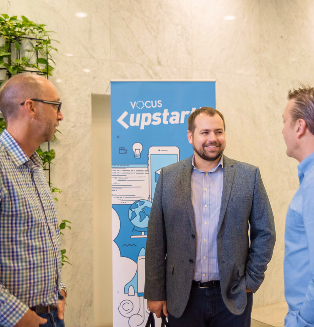 Rob Nathan, Brodie McCulloch and Tony Grist at the Vocus Upstart Accelerator
