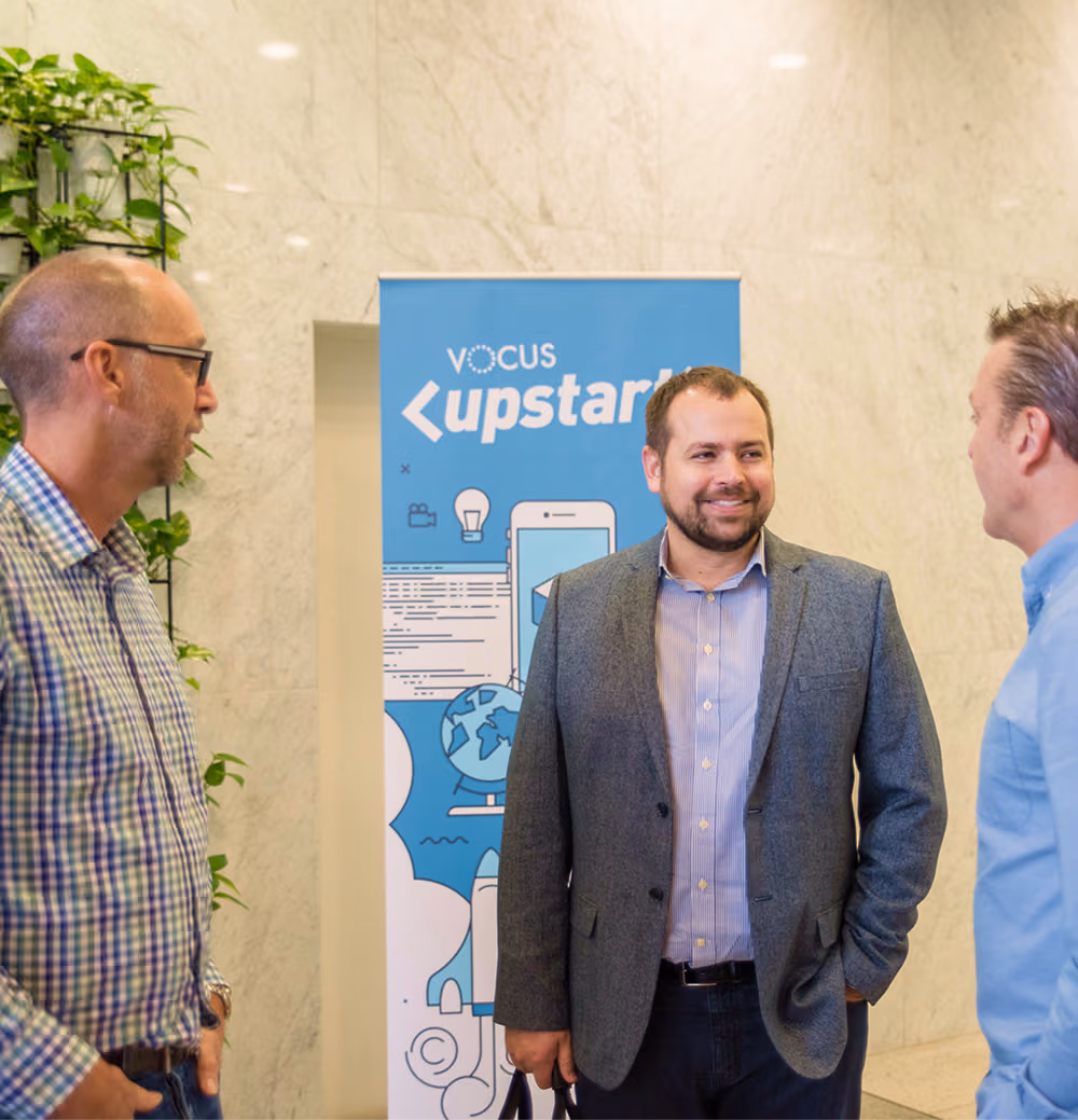 Rob Nathan, Brodie McCulloch and Tony Grist at the Vocus Upstart Accelerator