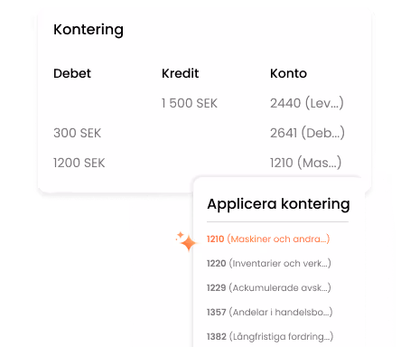 Gränssnitt i Winvoice för att applicera kontering med AI