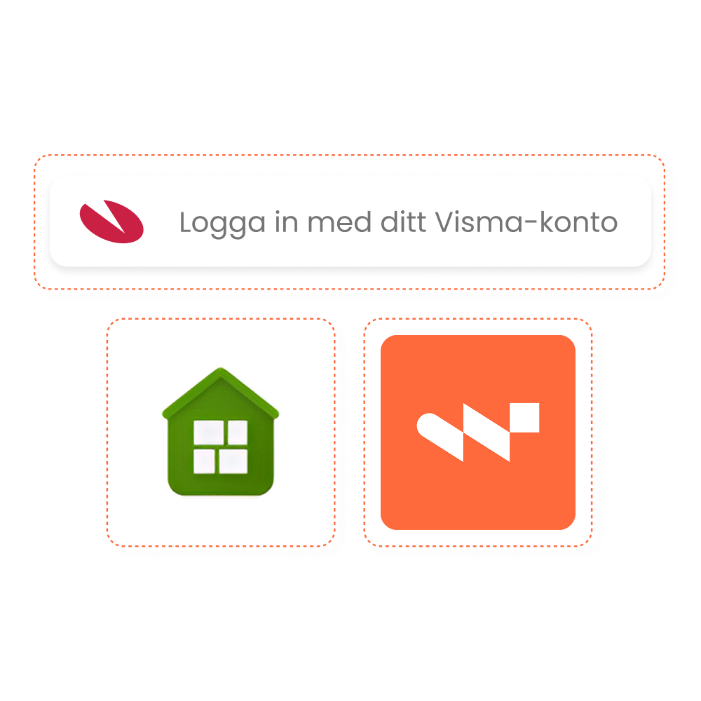 Knapp för att logga in till Winvoice med ditt Visma-konto med Visma-logotypen.