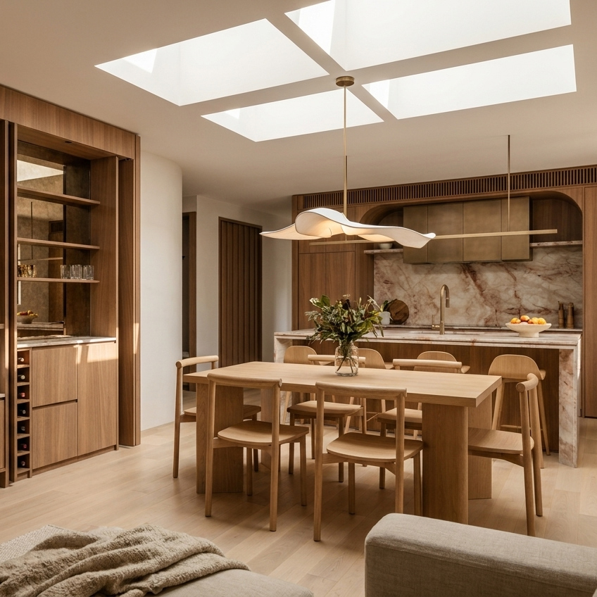 Timber kitchen and dining interior design