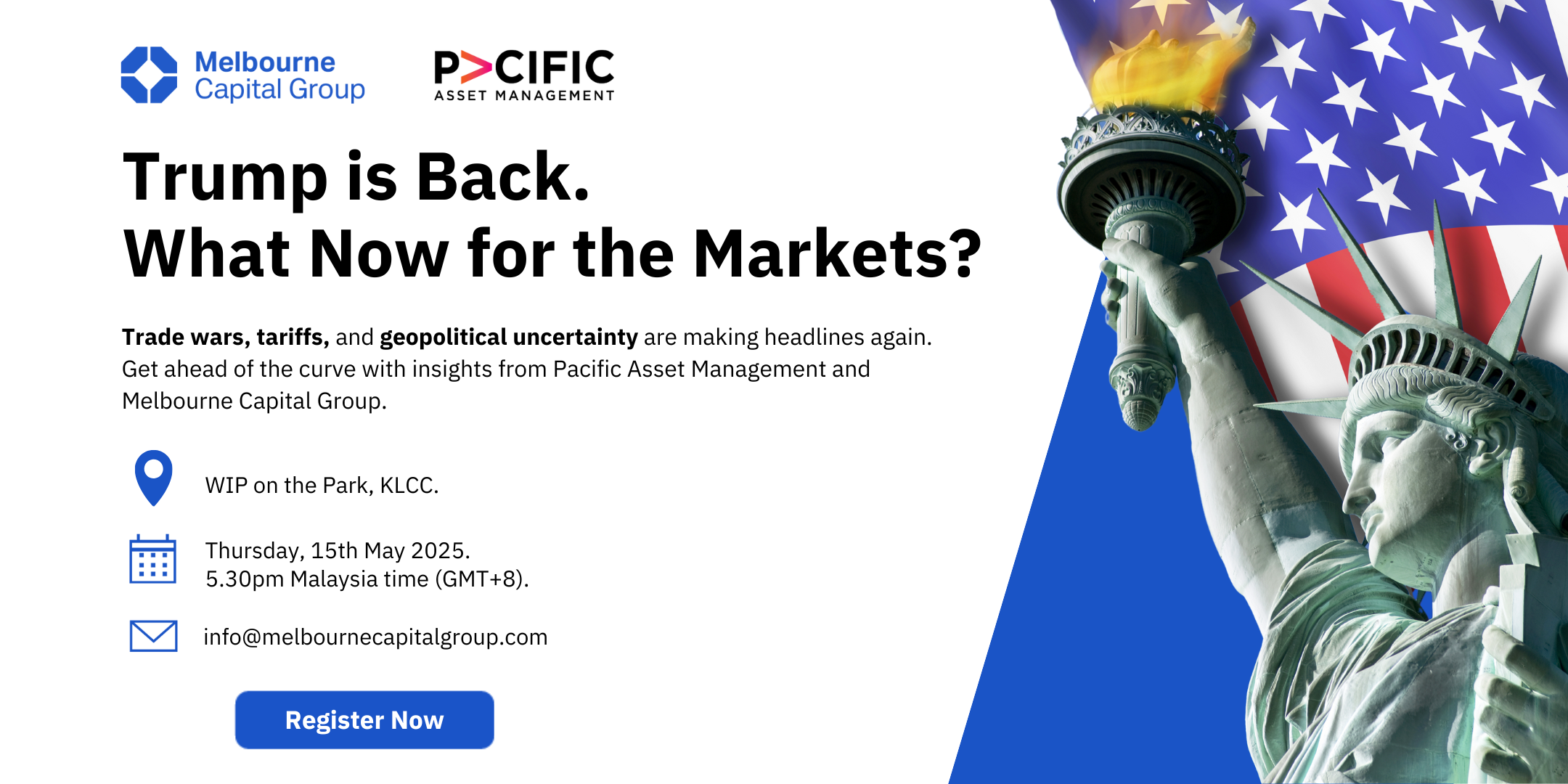 Trump and Tariff Market Insights discussion in Kuala Lumpur, Wealth Management at WIP on the Park KLCC.