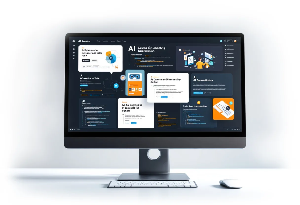 image of ai course modules on screen