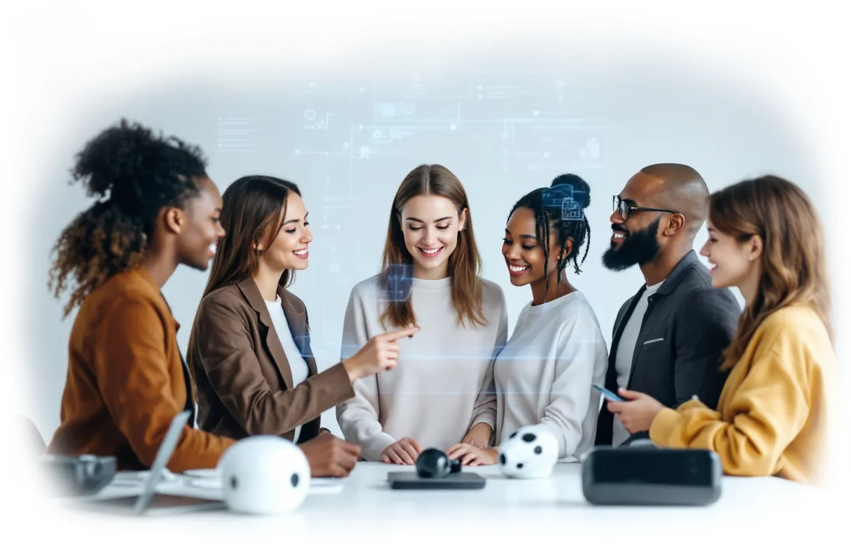 image of diverse team collaborating on ai