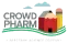 CrowdPharm logo featuring a barn and silo illustration with green fields and clouds, representing a creative healthcare agency with a global collective.