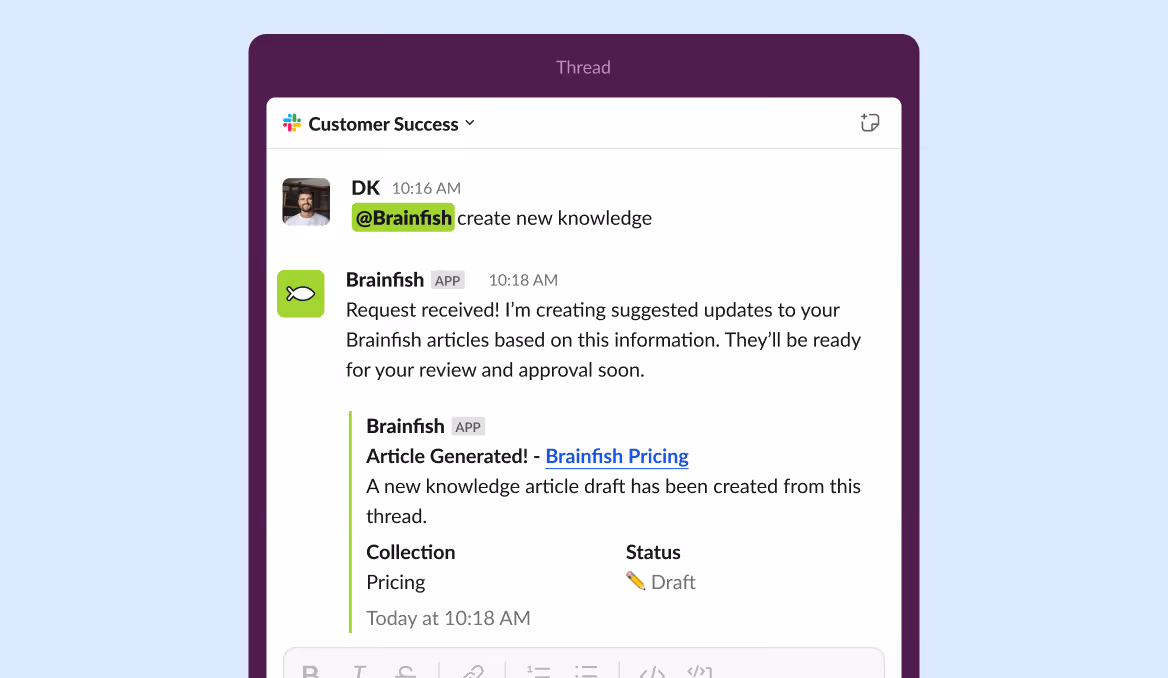 Create Knowledge Directly from Slack and Give Your Agents Identities