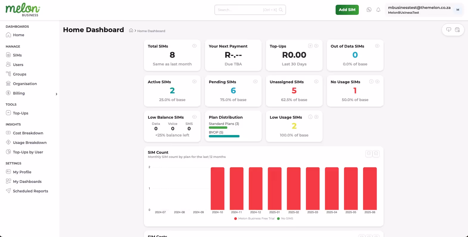Melon Business Portal Interface New