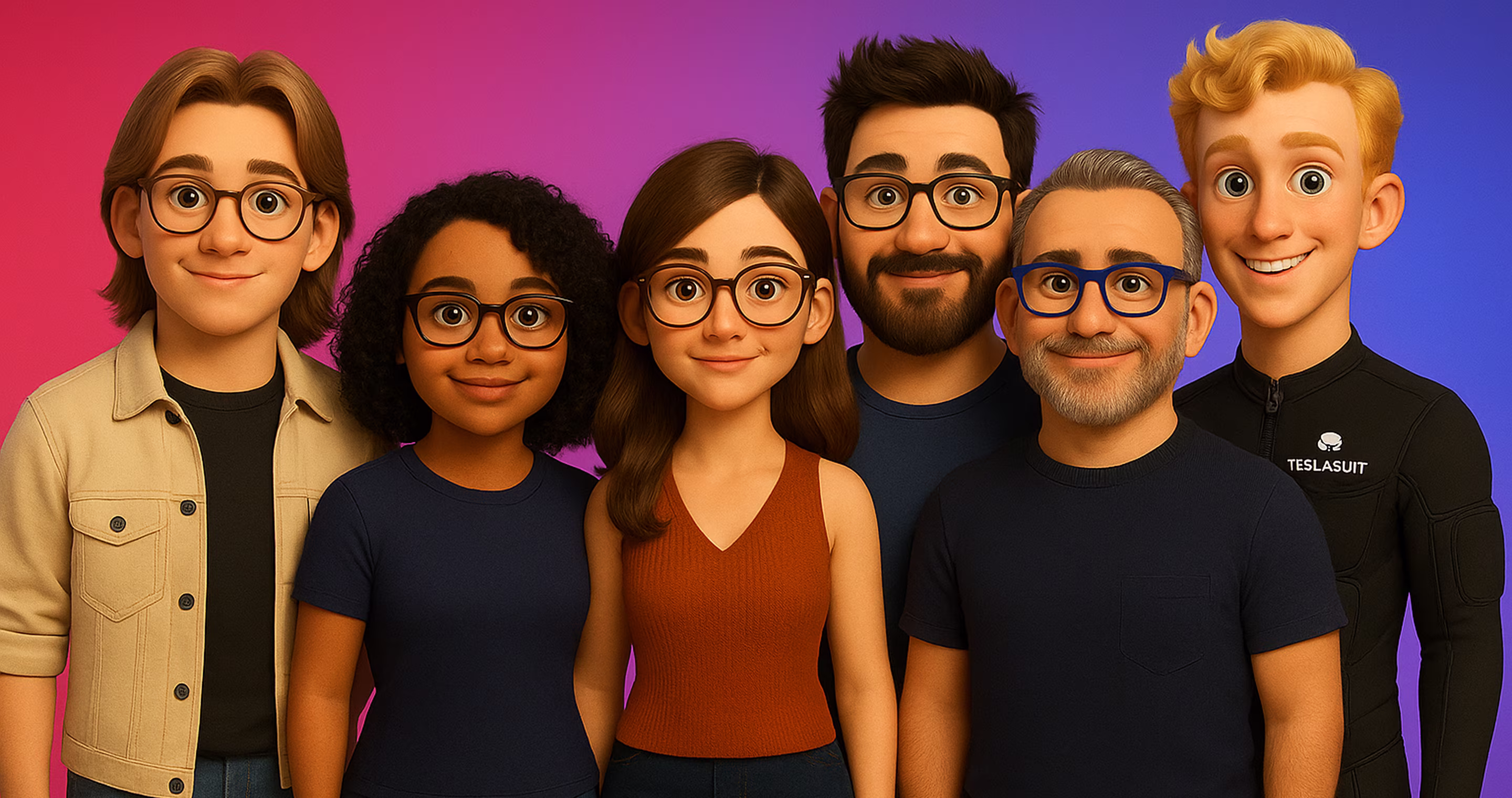 A representation of the XR Studios team as stylised 3D avatars