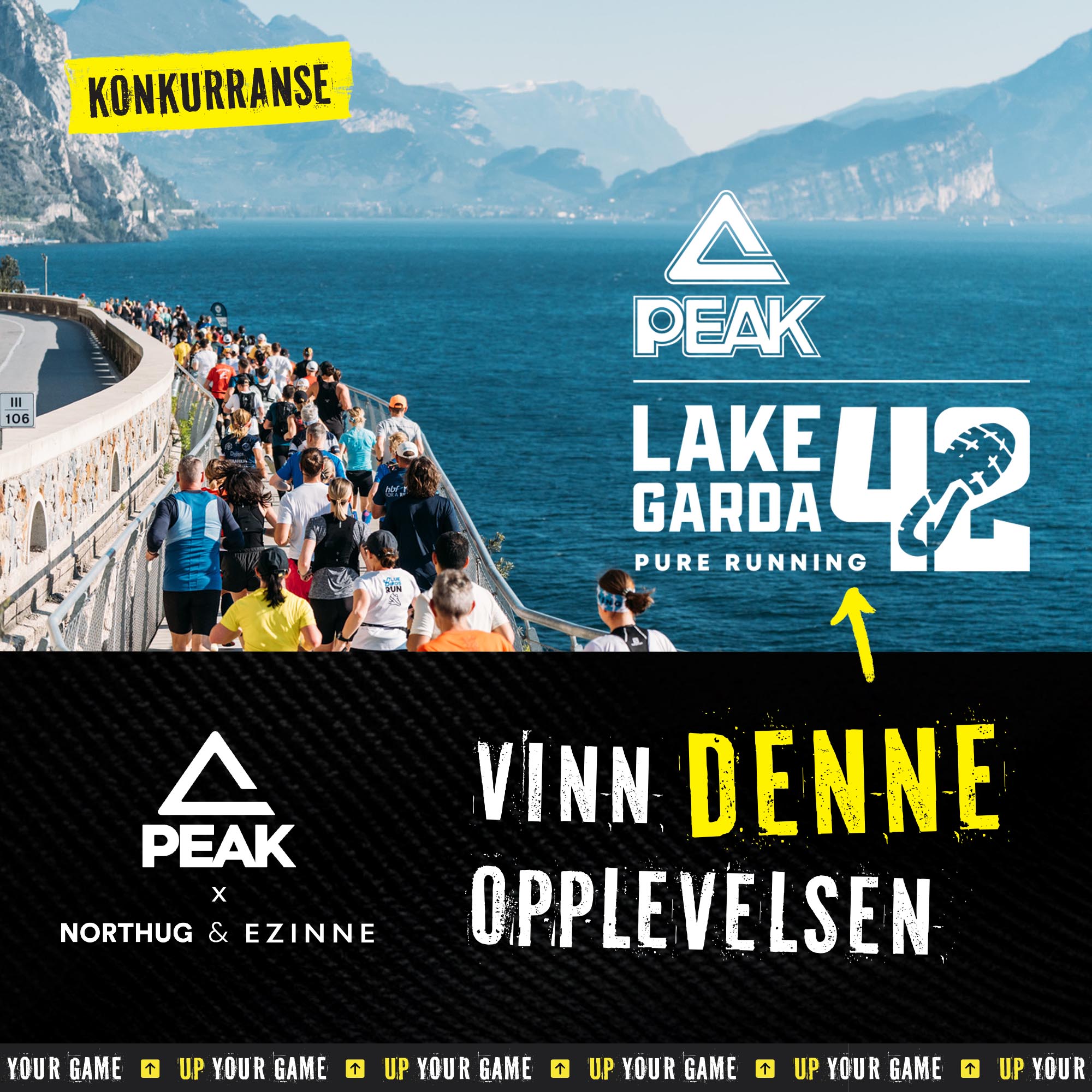 Konkurranseplakat. Vinn tur til Lake Garda Marathon.