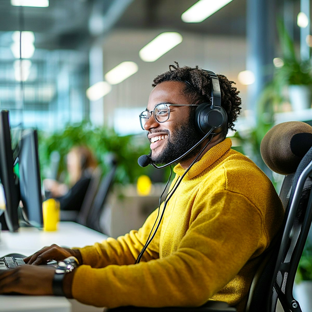 man working in a support role
