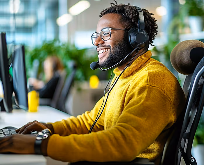 man working in a support role