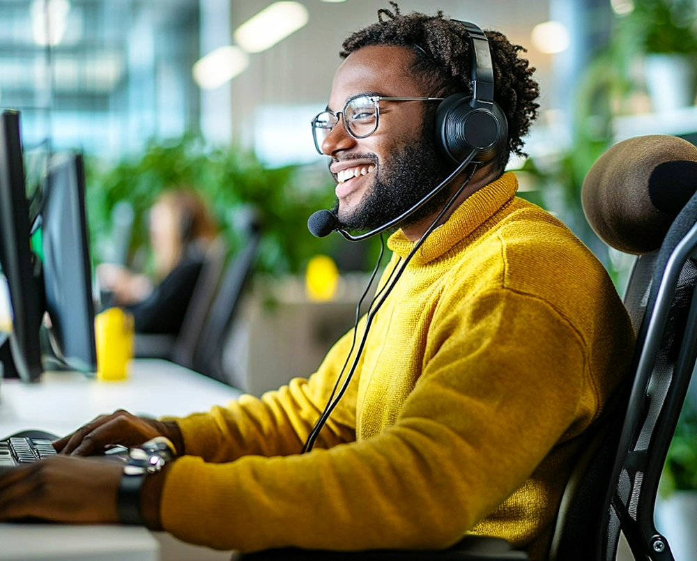 man working in a support role