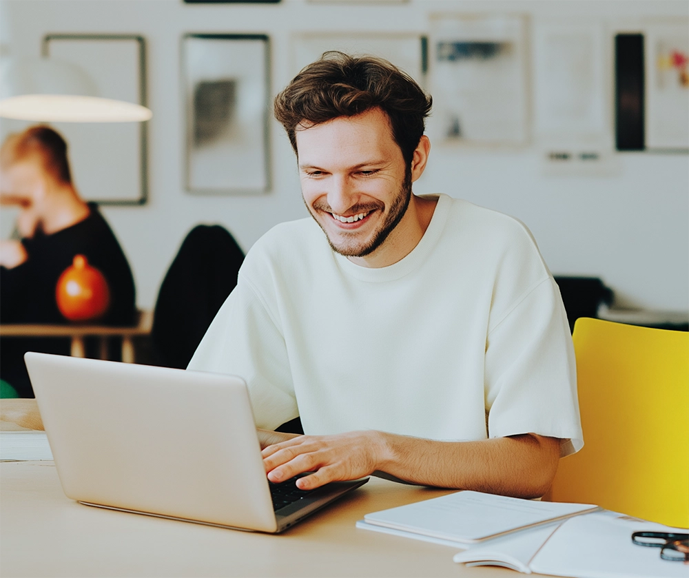 Man using a laptop