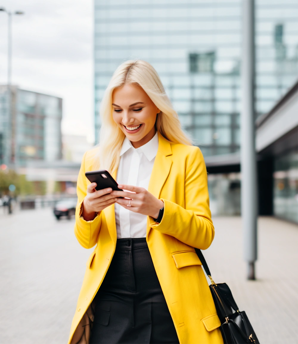 lady on the phone in a city