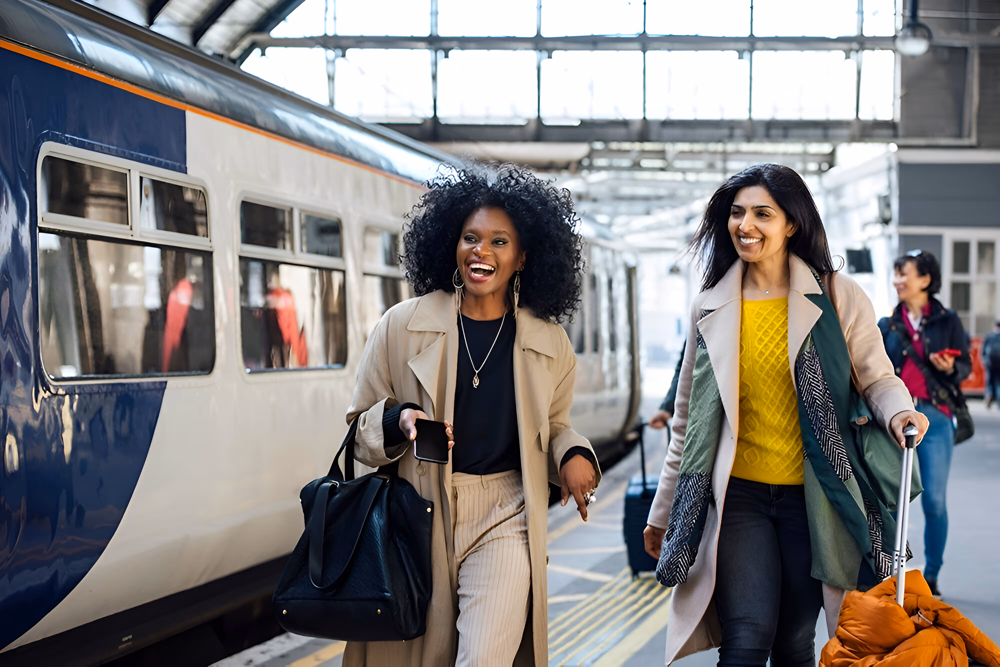 2 ladies catching a train