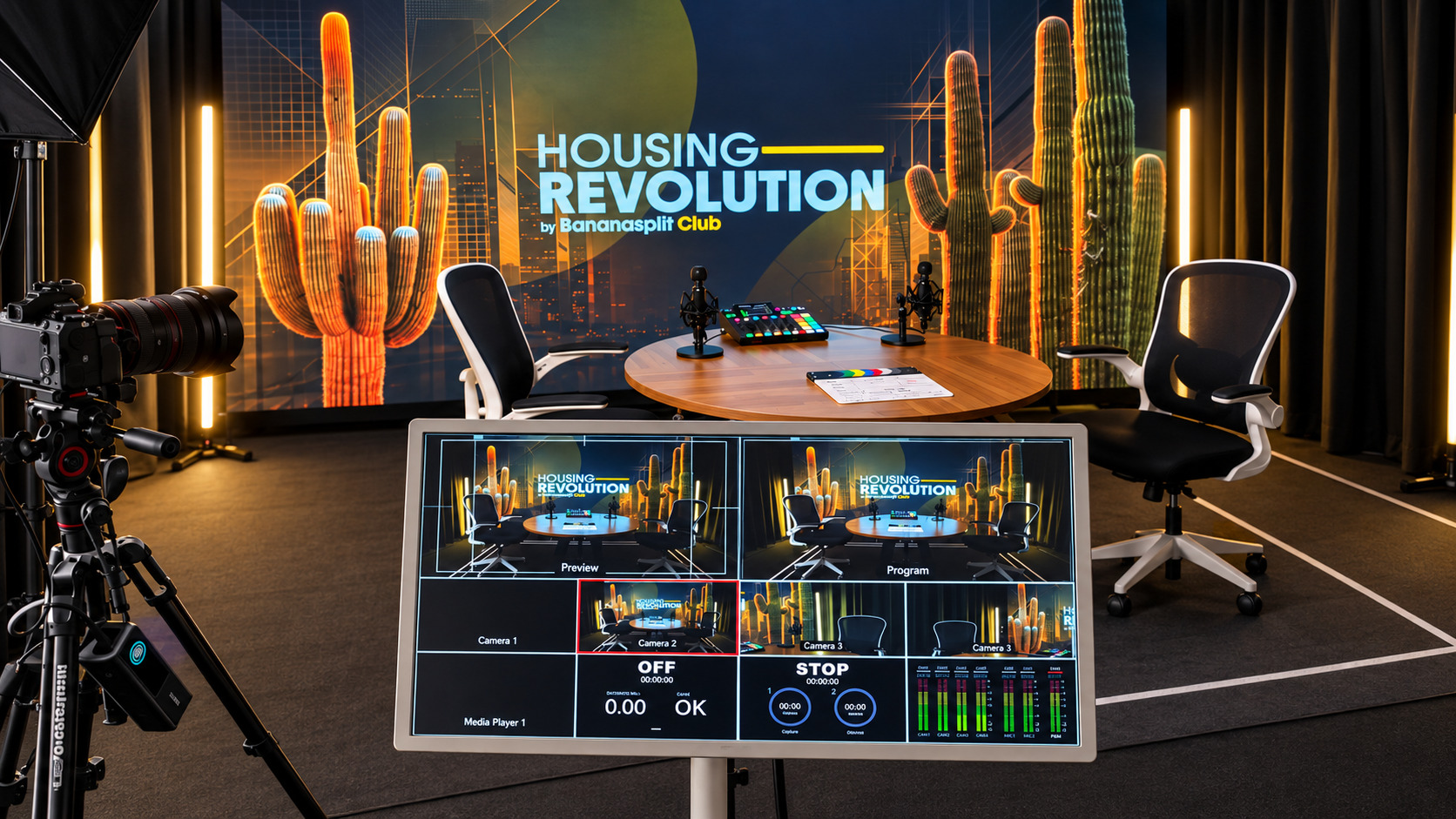LED Video Wall and News Room studio production at BeKnown Studio Scottsdale