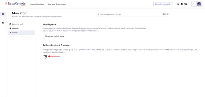 Authentification à double facteur sur EasyRemote