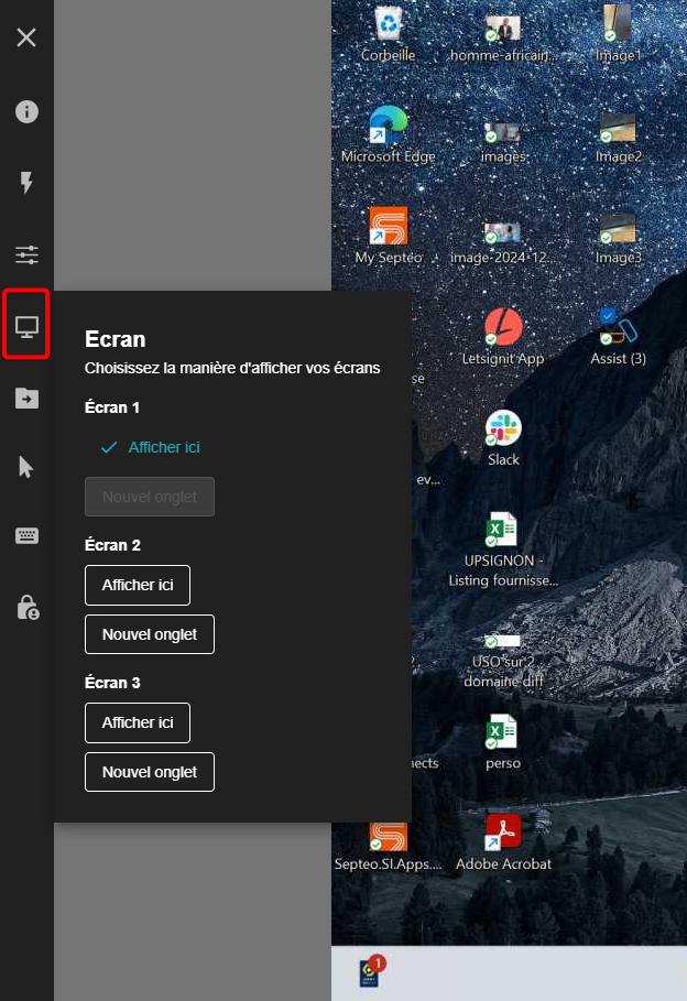 Afficher les écrans réglages easyremote
