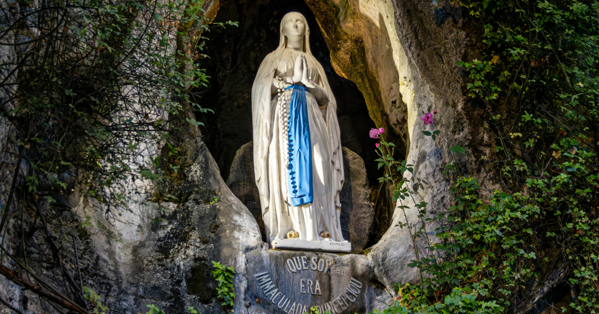 Pope Leo prays with the sick at Lourdes grotto in Vatican gardens