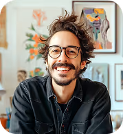 a man with glasses smiling