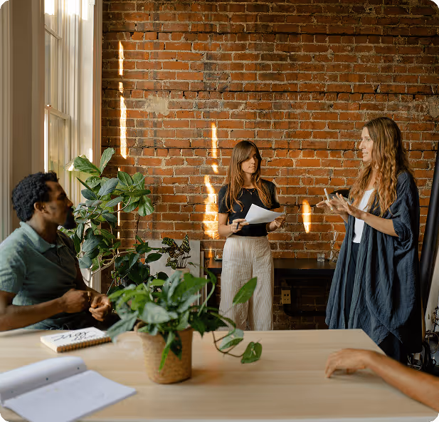 a group of people in a room