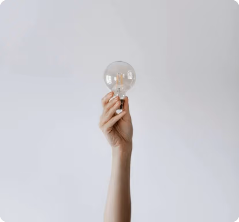 a hand holding a light bulb