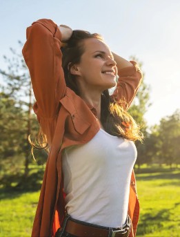 Relaxed, enjoying woman