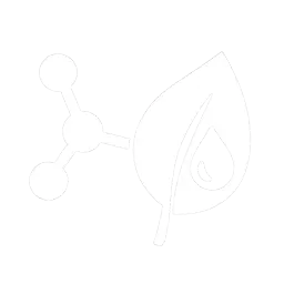 Icon showing a molecular structure connected to a leaf with a water droplet inside.