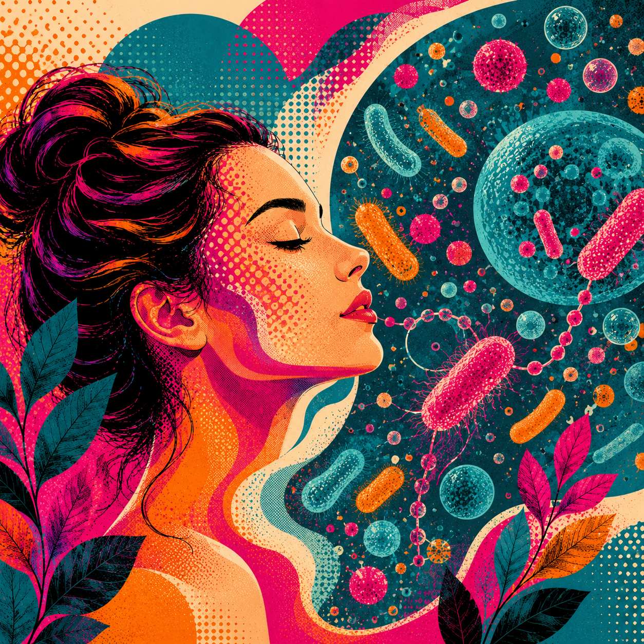BeMediq illustration representing the microbial universe living on our skin