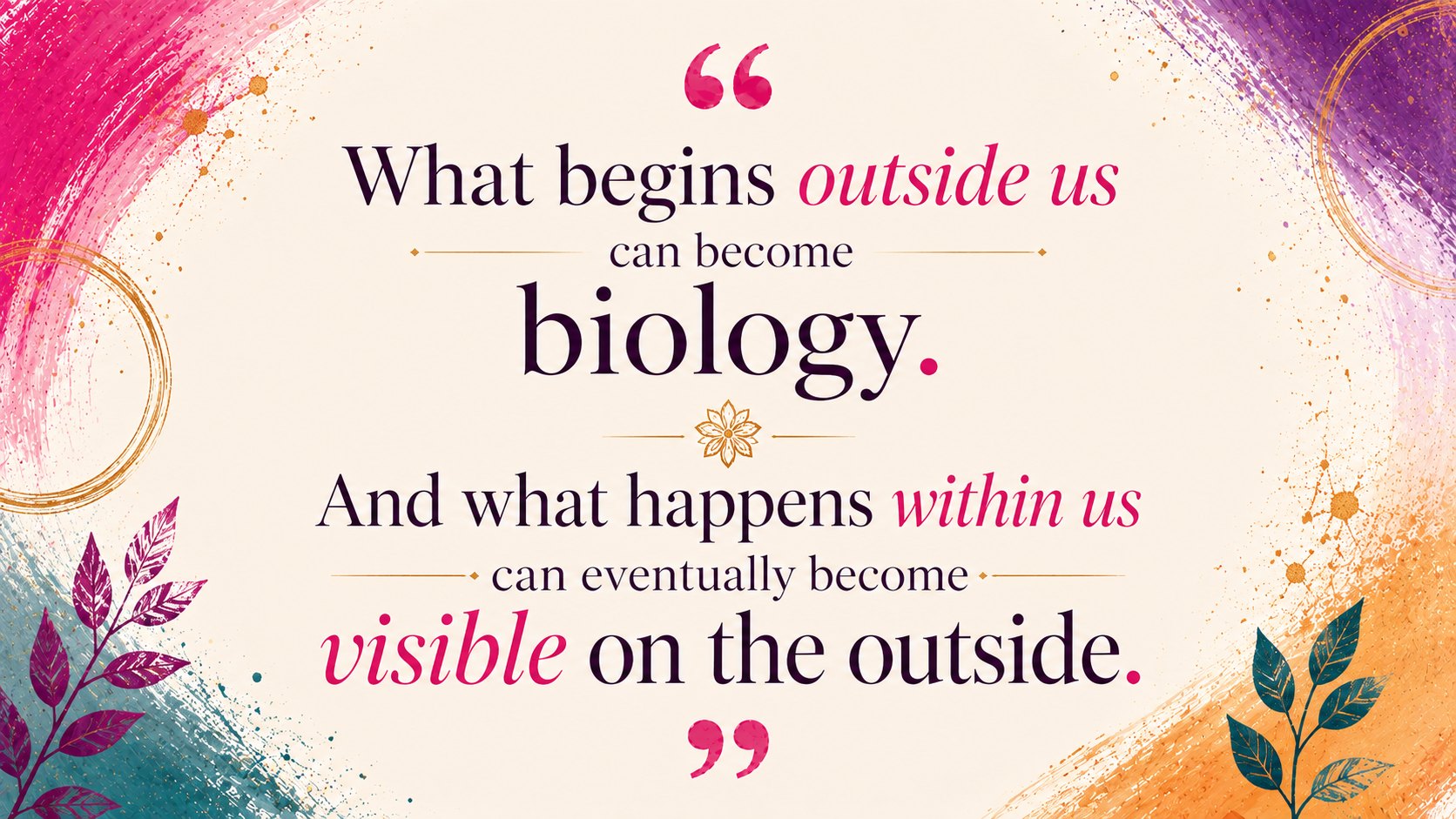 BeMediq Skin Compass quote: "What begins outside us can become biology. And what happens within us can eventually become visible on the outside."