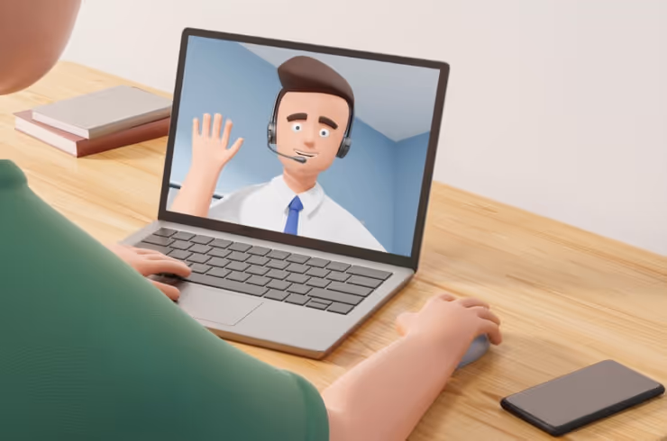 graphic of a man on a laptop