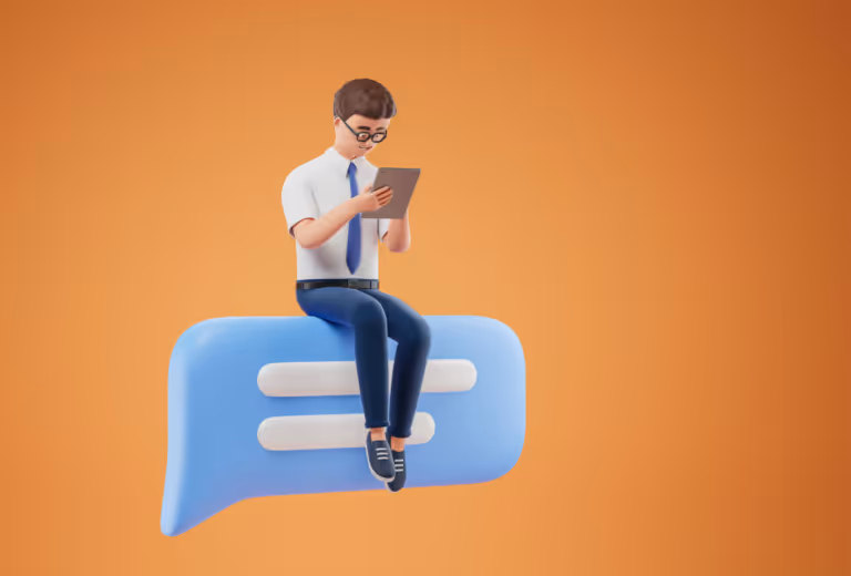 graphic of a man on a speech bubble