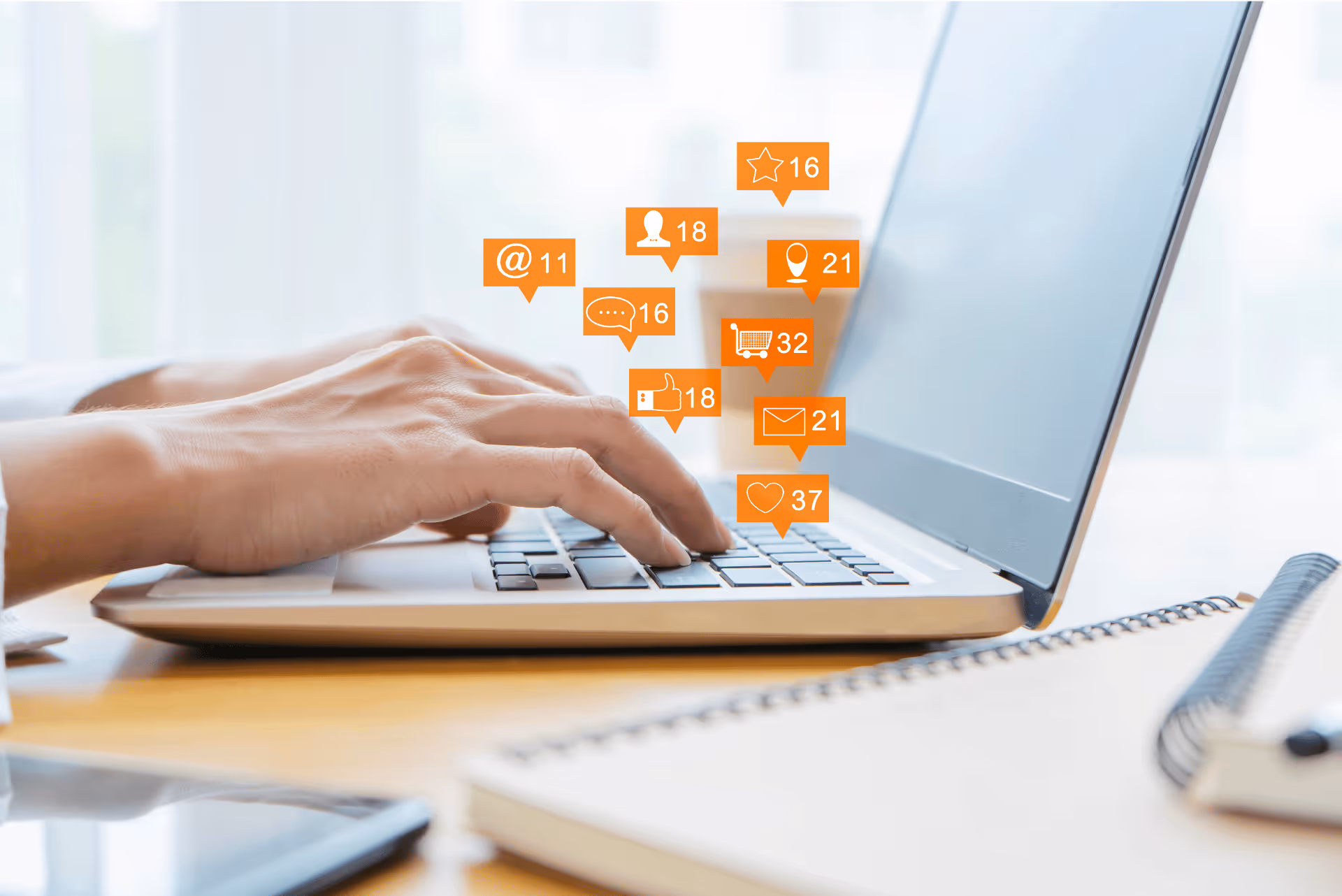 open laptop showing alerts