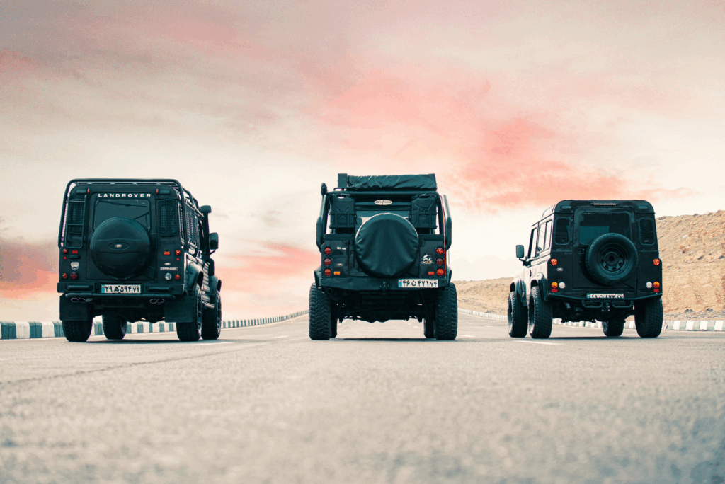 3 landrover vehicles