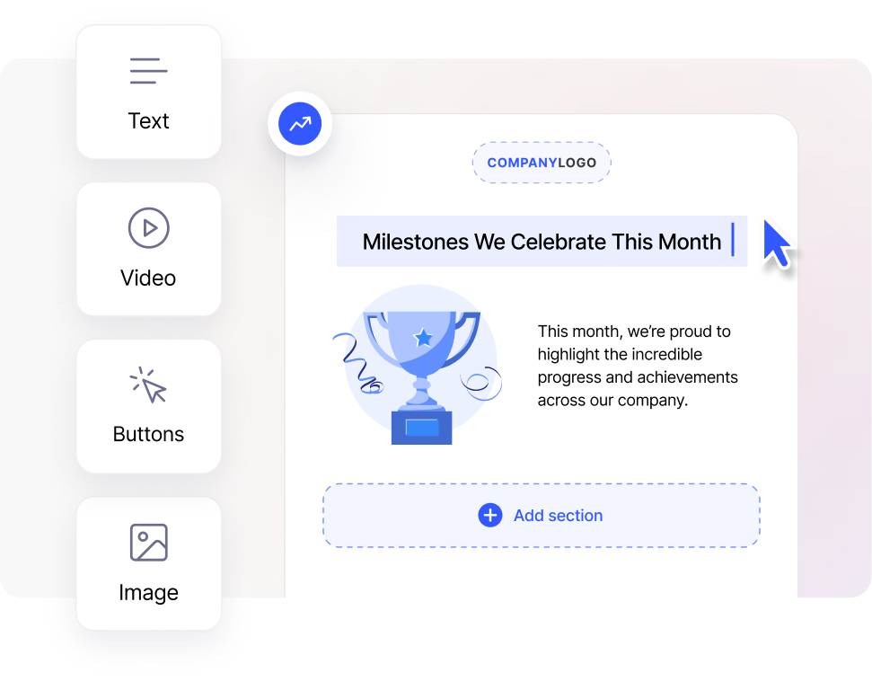 Heed drag-and-drop newsletter editor with content blocks for text, images and polls