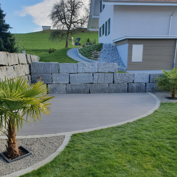 Insel mit Eco Deck Slim Steingrau
