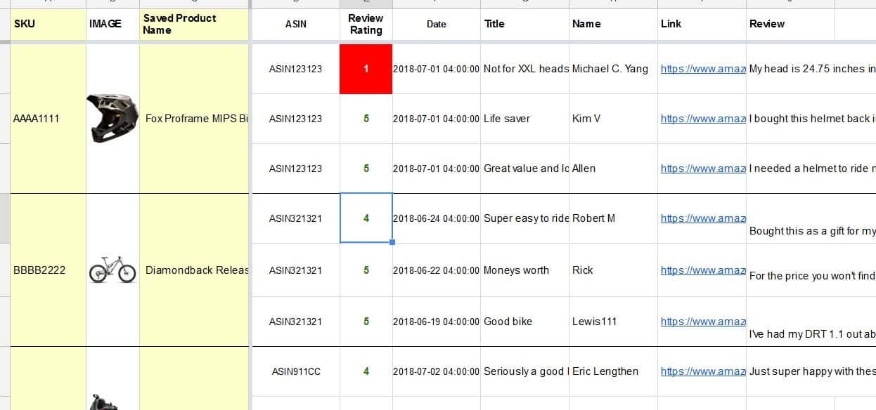 Pull in amazon reviews