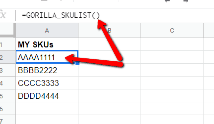 Sku to asin - list all SKUs