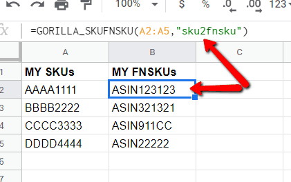 Get sku to fnsku