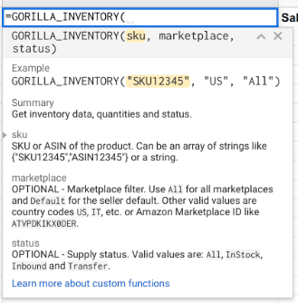Seller central integration for inventory data