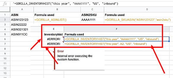 Inventory history error
